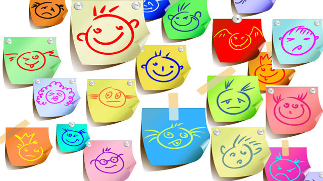 post it con emojis diferentes e infantiles