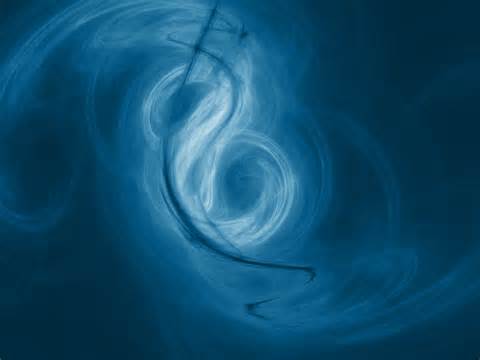 pintura abstracta de ocho tibetano en color azul esfumado de carlate.net