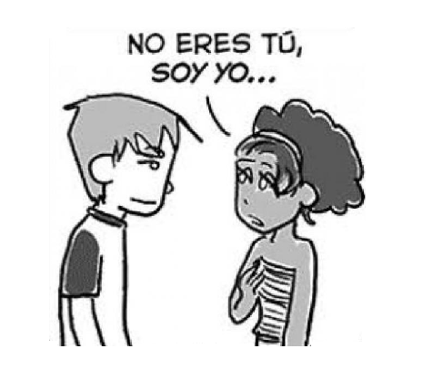 viñeta de chico y chica donde ella dice: no eres tu soy yo - Viktor Frankl