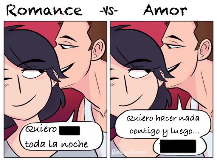 viñeta romance vs amor con frases positiva entre pareja