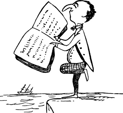 viñeta hombre leyendo un libro