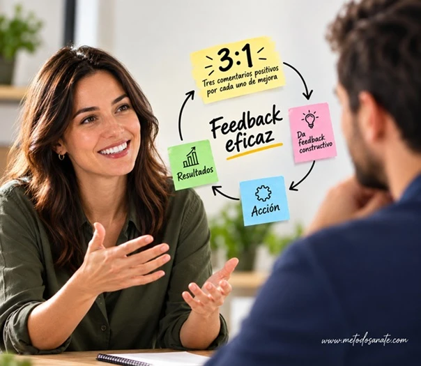 feedback eficaz.regla 3-1.como dar feedback constructivo a trabajadores.MetodoSanate