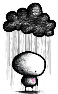 hoy.tengo.un.mal.dia.Sanate.info ilustración de figura debajo de una nube negra con lluvia