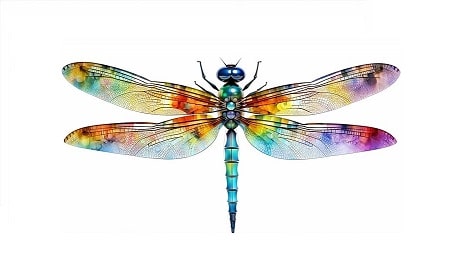 libélula con alas de colores