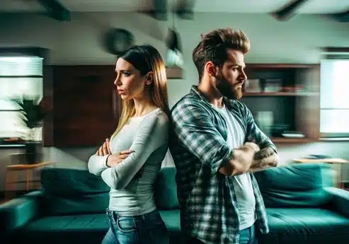 pareja enfrentada, en conflicto